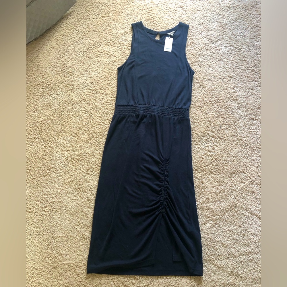 Splendid - terra linen jersey midi dress in navy-Large